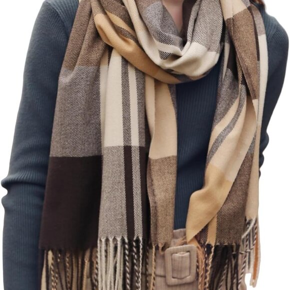 Women's Fashion Scarves Long Cashmere Like Shawl Winter Warm Knit Large Tassel P - Picture 1 of 3